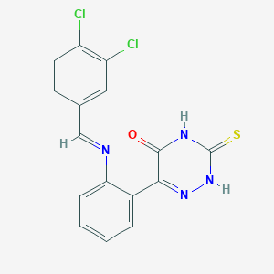 molecular formula C16H10Cl2N4OS B11990910 6-(2-((3,4-Dichlorobenzylidene)amino)phenyl)-3-thioxo-3,4-dihydro-1,2,4-triazin-5(2H)-one CAS No. 303094-68-0