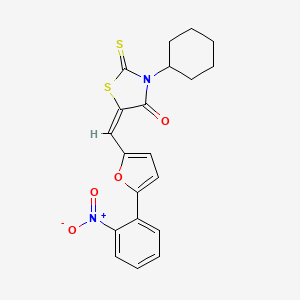 (5E)-3-cyclohexyl-5-{[5-(2-nitrophenyl)furan-2-yl]methylidene}-2-thioxo-1,3-thiazolidin-4-one