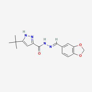 molecular formula C16H18N4O3 B11991014 N'-[(E)-1,3-benzodioxol-5-ylmethylidene]-3-tert-butyl-1H-pyrazole-5-carbohydrazide 