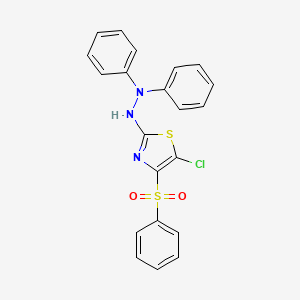 molecular formula C21H16ClN3O2S2 B11991032 5-Chloro-2-(2,2-diphenylhydrazino)-4-(phenylsulfonyl)-1,3-thiazole 