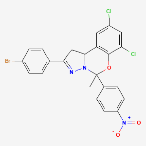 molecular formula C23H16BrCl2N3O3 B11991035 2-(4-Bromophenyl)-7,9-dichloro-5-methyl-5-(4-nitrophenyl)-1,10b-dihydropyrazolo[1,5-c][1,3]benzoxazine 