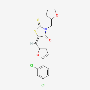 molecular formula C19H15Cl2NO3S2 B11991044 (5E)-5-{[5-(2,4-Dichlorophenyl)-2-furyl]methylene}-3-(tetrahydro-2-furanylmethyl)-2-thioxo-1,3-thiazolidin-4-one 