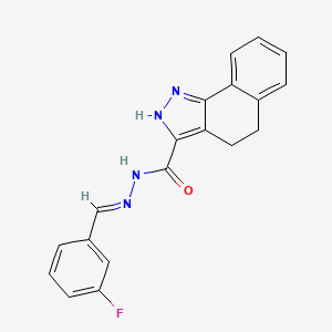 molecular formula C19H15FN4O B11991058 N'-(3-Fluorobenzylidene)-4,5-dihydro-1H-benzo[g]indazole-3-carbohydrazide CAS No. 303104-01-0