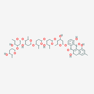 molecular formula C55H74O22 B1199108 1,6,11-Trihydroxy-8-[4-hydroxy-5-[5-hydroxy-4-[5-[4-hydroxy-5-[5-hydroxy-4-(5-hydroxy-6-methyl-tetrahydropyran-2-yl)oxy-6-methyl-tetrahydropyran-2-yl]oxy-6-methyl-tetrahydropyran-2-yl]oxy-6-methyl-tetrahydropyran-2-yl]oxy-6-methyl-tetrahydropyran-2-yl]oxy-6-methyl-tetrahydropyran-2-yl]oxy-3-methyl-5,6-dihydrobenzo[a]anthracene-7,12-dione 
