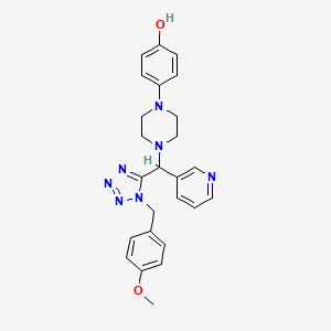 molecular formula C25H27N7O2 B1199114 4-[4-[[1-[(4-Methoxyphenyl)methyl]-5-tetrazolyl]-(3-pyridinyl)methyl]-1-piperazinyl]phenol 