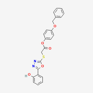 molecular formula C23H18N2O5S B1199117 2-[[2-(6-oxo-1-cyclohexa-2,4-dienylidene)-3H-1,3,4-oxadiazol-5-yl]thio]acetic acid (4-phenylmethoxyphenyl) ester 