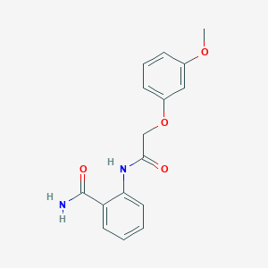 molecular formula C16H16N2O4 B1199122 2-[[2-(3-Methoxyphenoxy)-1-oxoethyl]amino]benzamide 