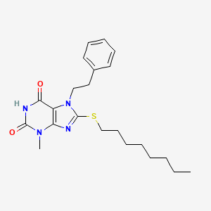 3-methyl-8-(octylsulfanyl)-7-(2-phenylethyl)-3,7-dihydro-1H-purine-2,6-dione