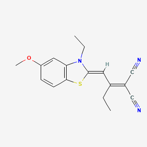 molecular formula C17H17N3OS B11991323 [(1Z)-1-(3-ethyl-5-methoxy-1,3-benzothiazol-2(3H)-ylidene)butan-2-ylidene]propanedinitrile 