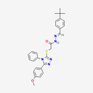 molecular formula C28H29N5O2S B11991348 N'-[(E)-(4-tert-butylphenyl)methylidene]-2-{[5-(4-methoxyphenyl)-4-phenyl-4H-1,2,4-triazol-3-yl]sulfanyl}acetohydrazide 