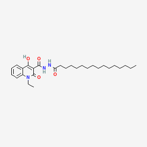 molecular formula C28H43N3O4 B11991448 1-ethyl-N'-hexadecanoyl-2-hydroxy-4-oxo-1,4-dihydroquinoline-3-carbohydrazide 