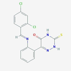 molecular formula C16H10Cl2N4OS B11991450 6-(2-((2,4-Dichlorobenzylidene)amino)phenyl)-3-thioxo-3,4-dihydro-1,2,4-triazin-5(2H)-one CAS No. 303094-66-8