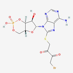 B1199147 8-((4-Bromo-2,3-dioxobutyl)thio)adenosine cyclic 3',5'-(hydrogen phosphate) CAS No. 124357-34-2