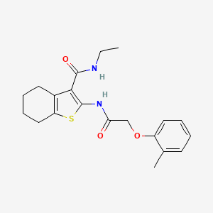 molecular formula C20H24N2O3S B11991510 N-Ethyl-2-{[(2-methylphenoxy)acetyl]amino}-4,5,6,7-tetrahydro-1-benzothiophene-3-carboxamide CAS No. 303092-54-8