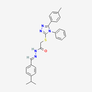 2-{[5-(4-methylphenyl)-4-phenyl-4H-1,2,4-triazol-3-yl]sulfanyl}-N'-{(E)-[4-(propan-2-yl)phenyl]methylidene}acetohydrazide