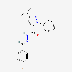 molecular formula C21H21BrN4O B11991549 N'-[(E)-(4-bromophenyl)methylidene]-3-tert-butyl-1-phenyl-1H-pyrazole-5-carbohydrazide 