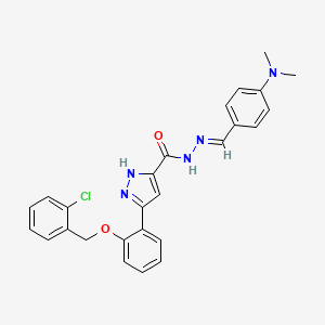 molecular formula C26H24ClN5O2 B11991649 3-{2-[(2-chlorobenzyl)oxy]phenyl}-N'-{(E)-[4-(dimethylamino)phenyl]methylidene}-1H-pyrazole-5-carbohydrazide 