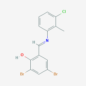 molecular formula C14H10Br2ClNO B11991765 2,4-Dibromo-6-((3-chloro-2-methyl-phenylimino)-methyl)-phenol 