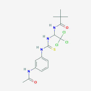 N-[1-({[3-(acetylamino)anilino]carbothioyl}amino)-2,2,2-trichloroethyl]-2,2-dimethylpropanamide