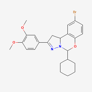 9-BR-5-Cyclohexyl-2-(3,4-DI-meo-PH)-1,10B-dihydropyrazolo(1,5-C)(1,3)benzoxazine