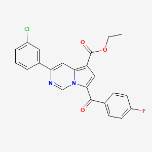 molecular formula C23H16ClFN2O3 B11991851 Ethyl 3-(3-chlorophenyl)-7-(4-fluorobenzoyl)pyrrolo[1,2-c]pyrimidine-5-carboxylate CAS No. 302912-62-5