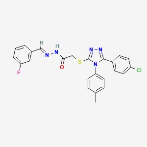 2-{[5-(4-chlorophenyl)-4-(4-methylphenyl)-4H-1,2,4-triazol-3-yl]sulfanyl}-N'-[(E)-(3-fluorophenyl)methylidene]acetohydrazide