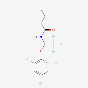 molecular formula C12H11Cl6NO2 B11991922 N-[2,2,2-trichloro-1-(2,4,6-trichlorophenoxy)ethyl]butanamide 