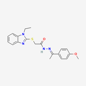 molecular formula C20H22N4O2S B11991928 2-[(1-ethyl-1H-benzimidazol-2-yl)sulfanyl]-N'-[(1E)-1-(4-methoxyphenyl)ethylidene]acetohydrazide 