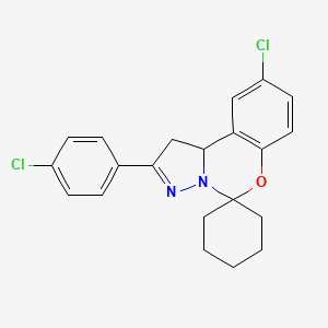 molecular formula C21H20Cl2N2O B11992024 9'-Chloro-2'-(4-chlorophenyl)-1',10b'-dihydrospiro[cyclohexane-1,5'-pyrazolo[1,5-c][1,3]benzoxazine] 