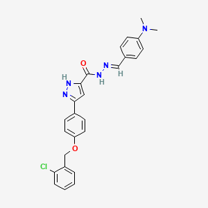 molecular formula C26H24ClN5O2 B11992065 3-{4-[(2-chlorobenzyl)oxy]phenyl}-N'-{(E)-[4-(dimethylamino)phenyl]methylidene}-1H-pyrazole-5-carbohydrazide 