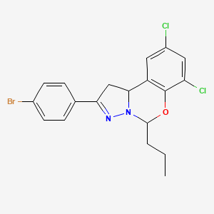 molecular formula C19H17BrCl2N2O B11992131 2-(4-Bromophenyl)-7,9-dichloro-5-propyl-1,10b-dihydropyrazolo[1,5-c][1,3]benzoxazine 