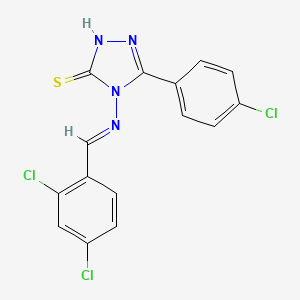 5-(4-chlorophenyl)-4-{[(E)-(2,4-dichlorophenyl)methylidene]amino}-4H-1,2,4-triazol-3-yl hydrosulfide