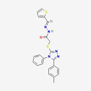 molecular formula C22H19N5OS2 B11992185 2-{[5-(4-methylphenyl)-4-phenyl-4H-1,2,4-triazol-3-yl]sulfanyl}-N'-[(E)-thiophen-2-ylmethylidene]acetohydrazide 