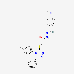 molecular formula C28H30N6OS B11992196 N'-{(E)-[4-(diethylamino)phenyl]methylidene}-2-{[4-(4-methylphenyl)-5-phenyl-4H-1,2,4-triazol-3-yl]sulfanyl}acetohydrazide 