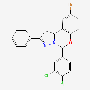 molecular formula C22H15BrCl2N2O B11992308 9-Bromo-5-(3,4-dichlorophenyl)-2-phenyl-1,10b-dihydropyrazolo[1,5-c][1,3]benzoxazine 