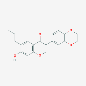 molecular formula C20H18O5 B11992325 3-(2,3-dihydro-1,4-benzodioxin-6-yl)-7-hydroxy-6-propyl-4H-chromen-4-one 