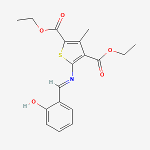 diethyl 5-{[(E)-(2-hydroxyphenyl)methylidene]amino}-3-methylthiophene-2,4-dicarboxylate