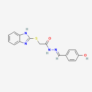 molecular formula C16H14N4O2S B11992428 2-(1H-benzimidazol-2-ylsulfanyl)-N'-[(E)-(4-hydroxyphenyl)methylidene]acetohydrazide 