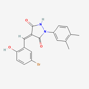 molecular formula C18H15BrN2O3 B11992463 4-(5-Bromo-2-hydroxy-benzylidene)-1-(3,4-dimethyl-phenyl)-pyrazolidine-3,5-dione 