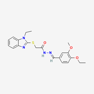 N'-[(E)-(4-ethoxy-3-methoxyphenyl)methylidene]-2-[(1-ethyl-1H-benzimidazol-2-yl)sulfanyl]acetohydrazide