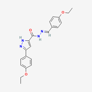 molecular formula C21H22N4O3 B11992499 3-(4-ethoxyphenyl)-N'-[(E)-(4-ethoxyphenyl)methylidene]-1H-pyrazole-5-carbohydrazide 