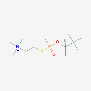 molecular formula C12H29NO2PS+ B1199253 Ethanaminium, N,N,N-trimethyl-2-((methyl(1,2,2-trimethylpropoxy)phosphinyl)thio)- CAS No. 38770-03-5