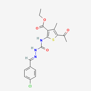 Ethyl 5-acetyl-2-({[(2E)-2-(4-chlorobenzylidene)hydrazino]carbonyl}amino)-4-methyl-3-thiophenecarboxylate