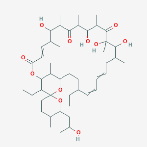 molecular formula C46H76O11 B1199268 22,28-Diethyl-7,11,14,15-tetrahydroxy-6'-(2-hydroxypropyl)-5',6,8,10,12,14,16,29-octamethylspiro[2,26-dioxabicyclo[23.3.1]nonacosa-4,18,20-triene-27,2'-oxane]-3,9,13-trione 