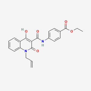 molecular formula C22H20N2O5 B11992683 Ethyl 4-({[4-hydroxy-2-oxo-1-(prop-2-en-1-yl)-1,2-dihydroquinolin-3-yl]carbonyl}amino)benzoate 