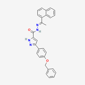 molecular formula C29H24N4O2 B11992771 5-(4-(Benzyloxy)phenyl)-N'-(1-(naphthalen-1-yl)ethylidene)-1H-pyrazole-3-carbohydrazide CAS No. 303104-72-5