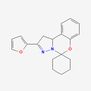 molecular formula C19H20N2O2 B11992774 2-(Furan-2-YL)-1,10B-dihydrospiro[benzo[E]pyrazolo[1,5-C][1,3]oxazine-5,1'-cyclohexane] 