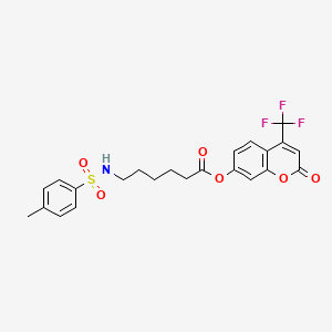 2-oxo-4-(trifluoromethyl)-2H-chromen-7-yl 6-{[(4-methylphenyl)sulfonyl]amino}hexanoate