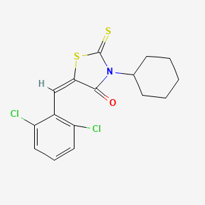 molecular formula C16H15Cl2NOS2 B11992866 3-Cyclohexyl-5-(2,6-dichlorobenzylidene)-2-thioxo-1,3-thiazolidin-4-one 