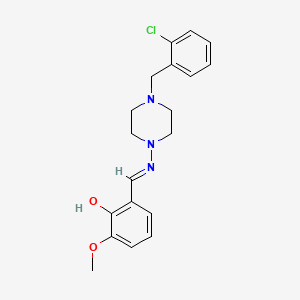 molecular formula C19H22ClN3O2 B11992967 2-((E)-{[4-(2-chlorobenzyl)-1-piperazinyl]imino}methyl)-6-methoxyphenol 